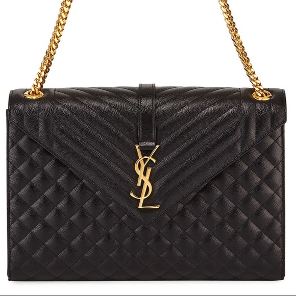 Saint Laurent Handbags - Saint Laurent YSL Large Envelope Matelasse Black